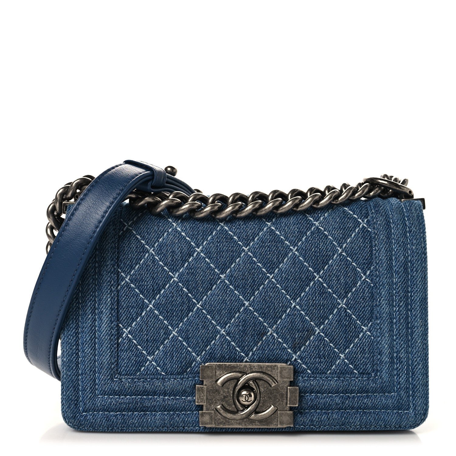 Chanel Denim Quilted Small Boy Flap Blue