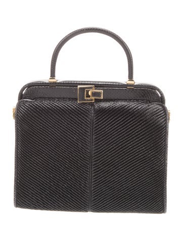 Judith Leiber Embossed Leather Top Handle Bag