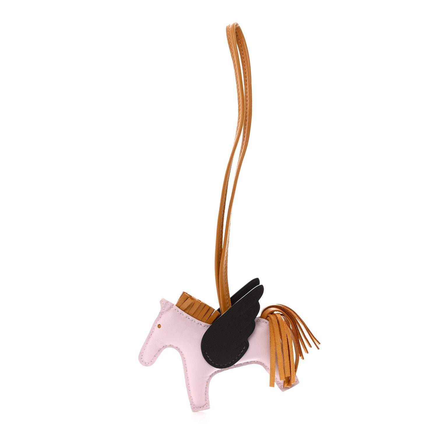 Hermes Milo Lambskin Grigri Rodeo Pegase Horse Bag Charm PM Mauve Pale Sesame Ebene