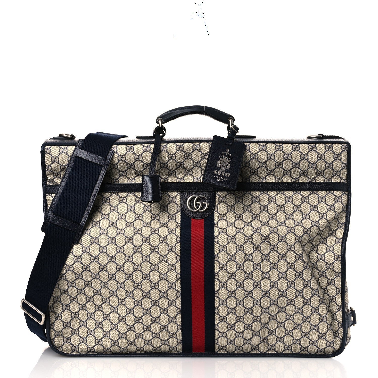 Gucci GG Supreme Monogram Web Savoy Garment Bag Beige Blue