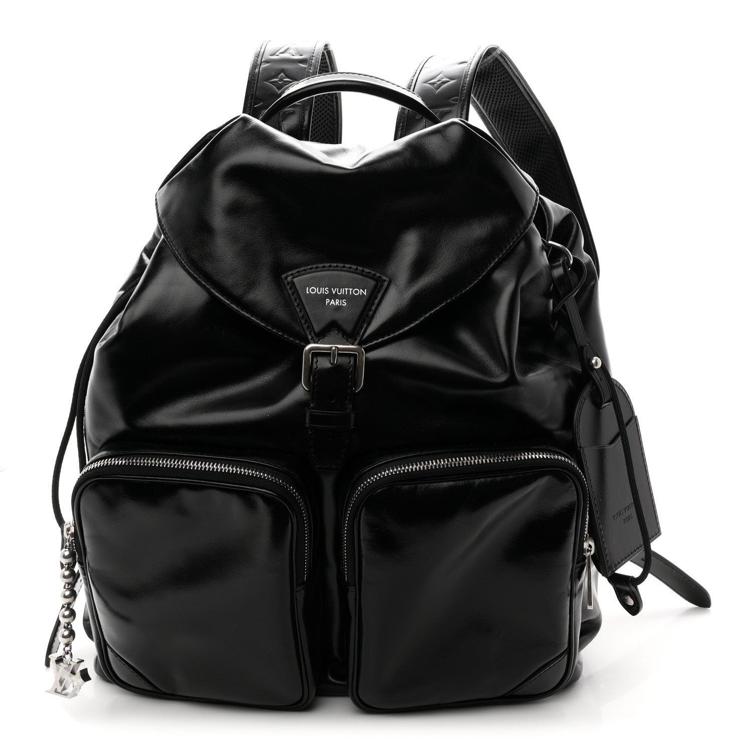 Louis Vuitton Louis Vuitton Shiny Calfskin Montsouris Cargo Backpack Black