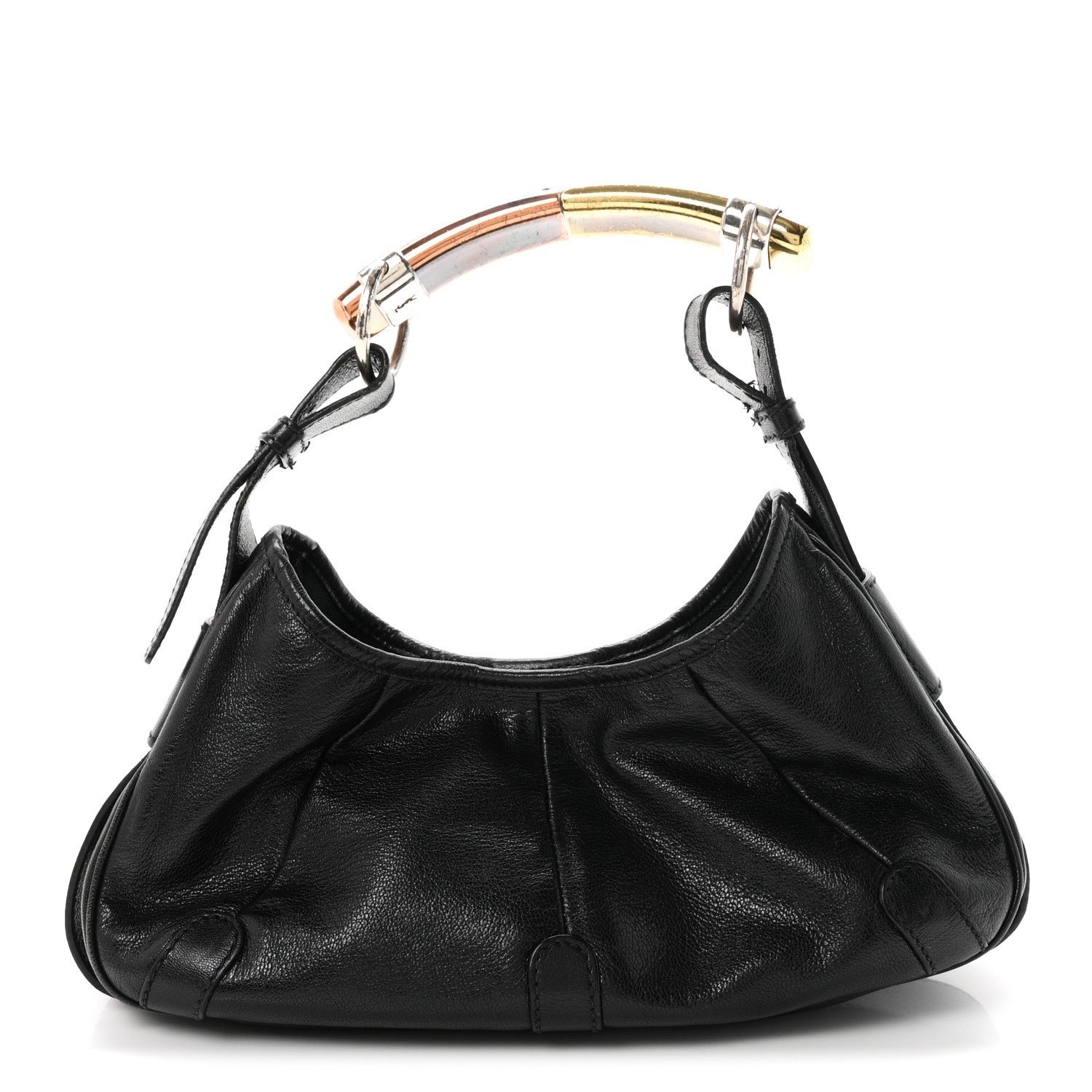 Saint Laurent Calfskin Metal Mombasa Hobo Black