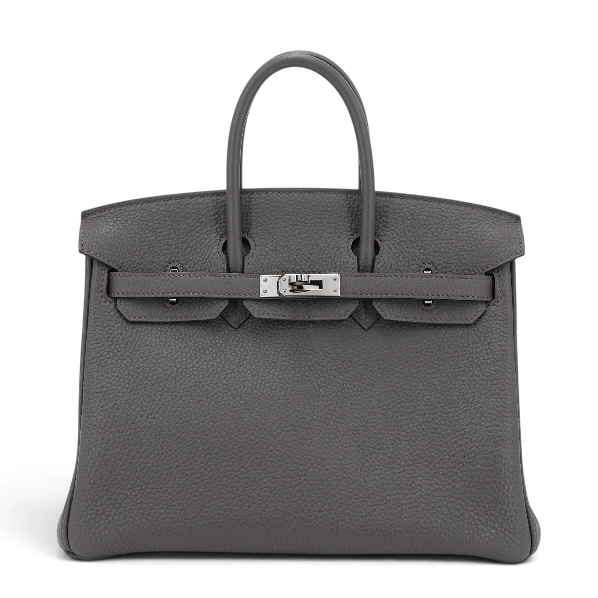 Very Good ( Rank A) HERMÈS Birkin 25 Etain (8F) Togo Palladium hardware D (2019)
