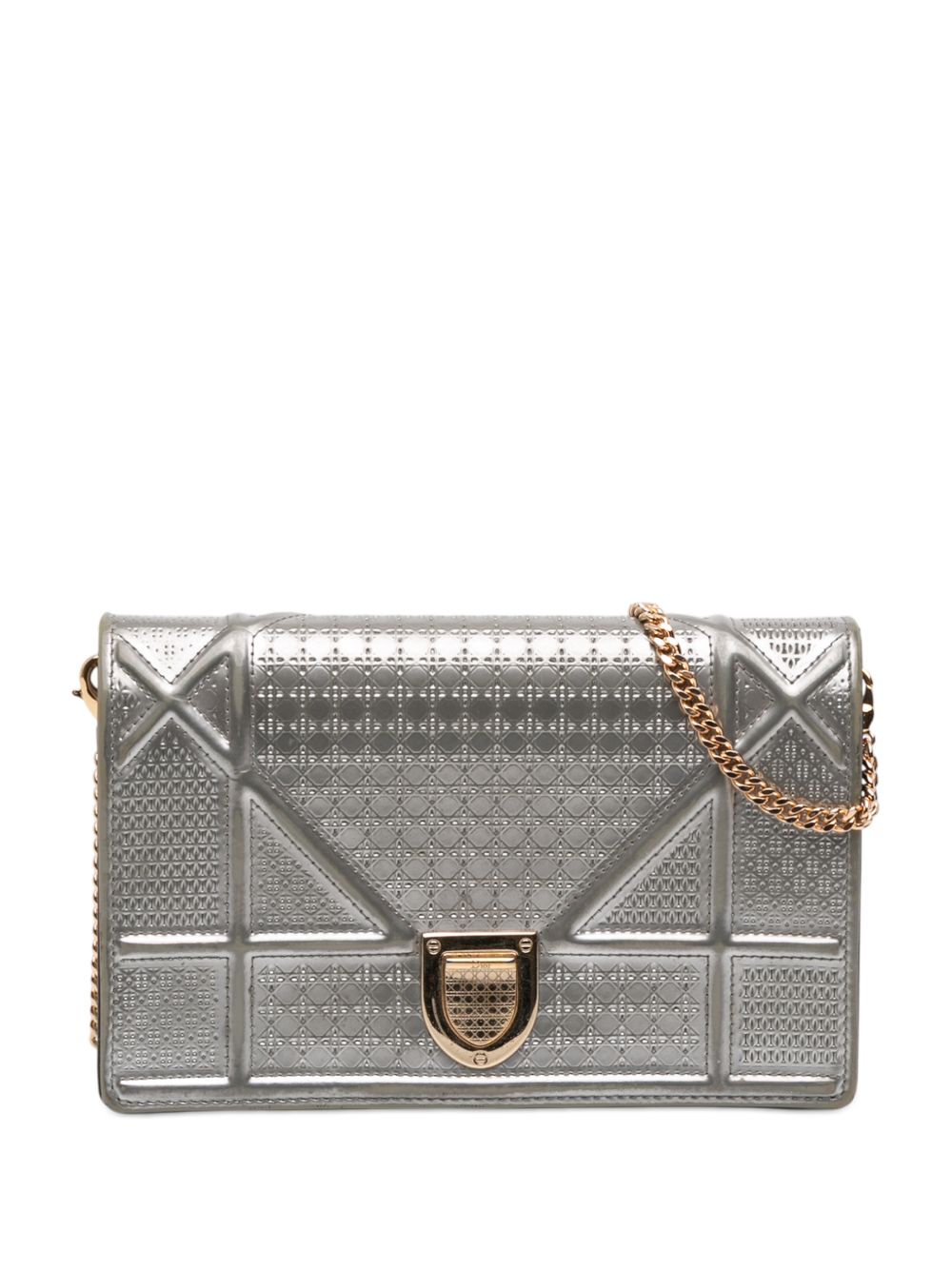 2017 Metallic Patent Microcannage Diorama Wallet on Chain crossbody bag