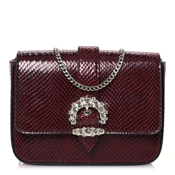 Jimmy Choo Calfskin Lizard Embossed Crystal Cheri Crossbody Bordeaux
