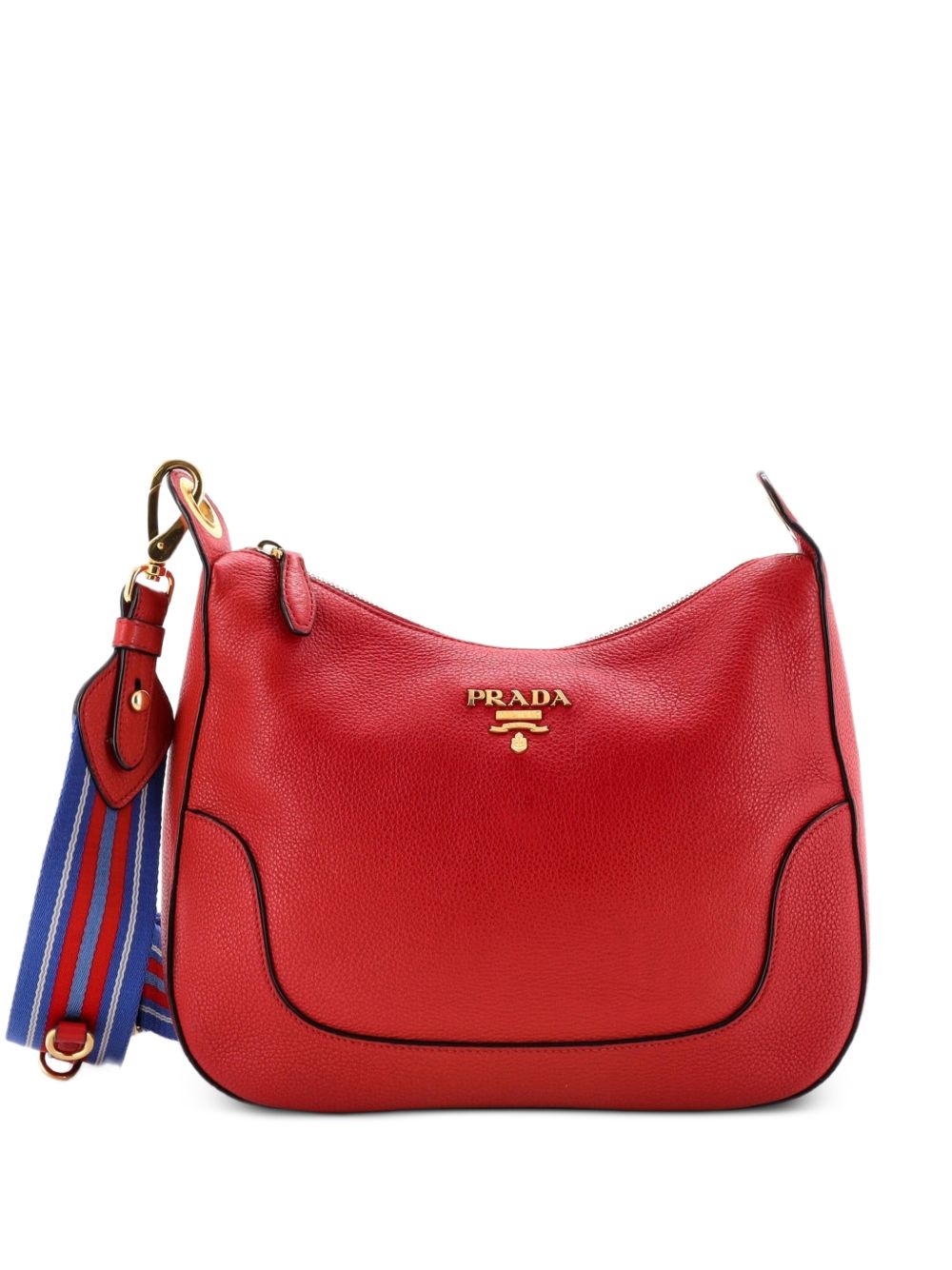 Striped Strap Zip Hobo Vitello Daino Medium crossbody bag