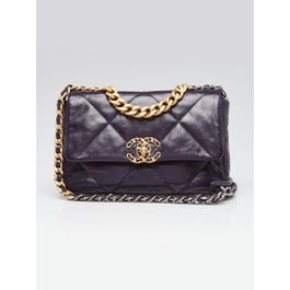 Chanel Purple Quilted Lambskin Leather Chanel 19 Small Flap Bag