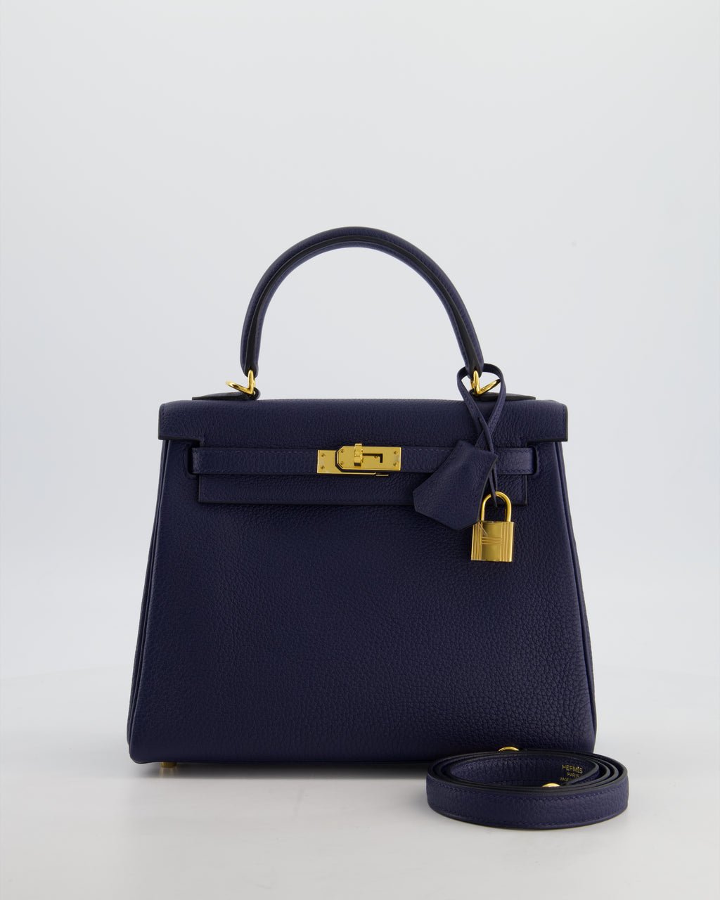 Hermes Hermès Kelly 25 Retourne Bag in Bleu Navy Togo Leather Bleu with Gold Hardware