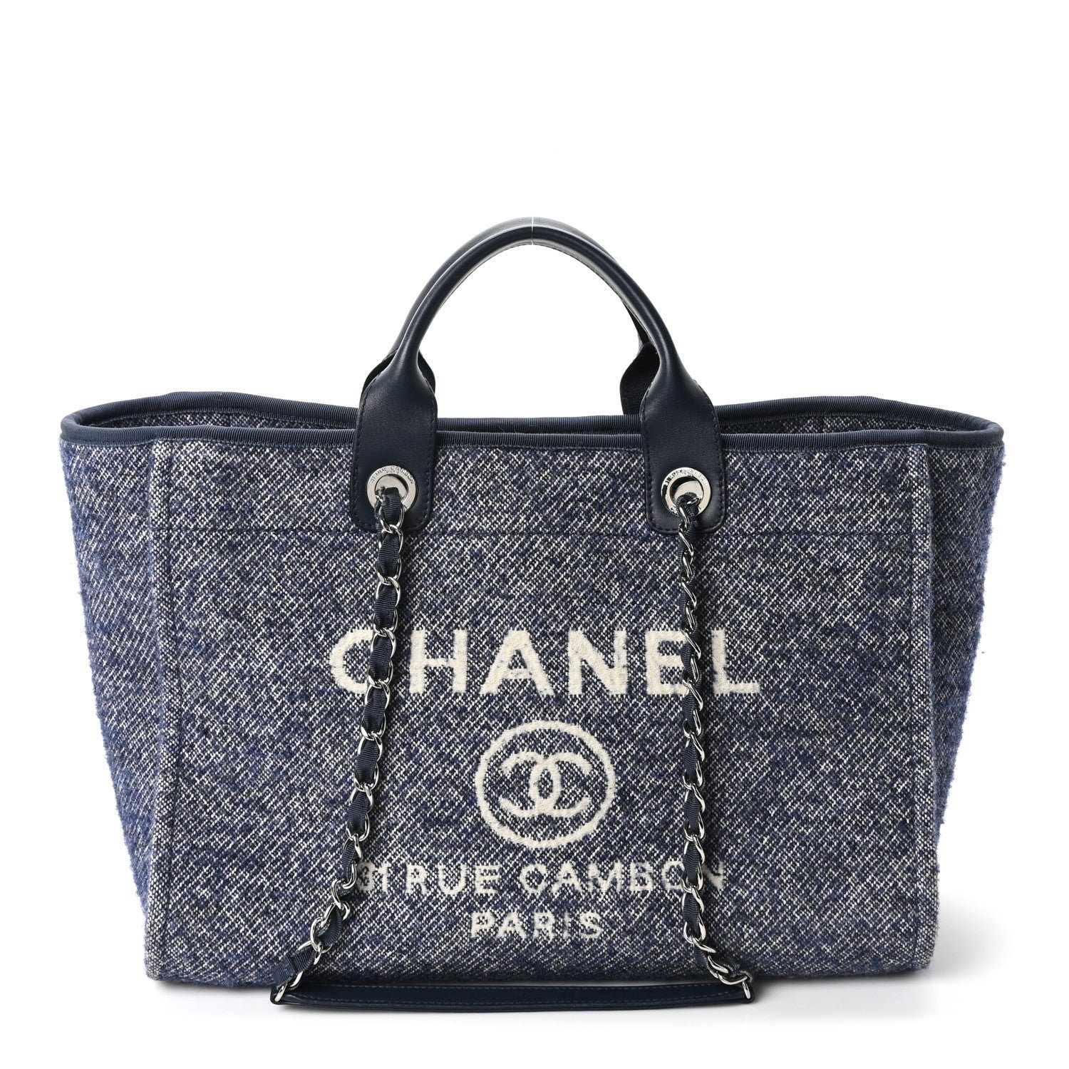 Chanel Mixed Fibers Calfskin Medium Deauville Tote Blue