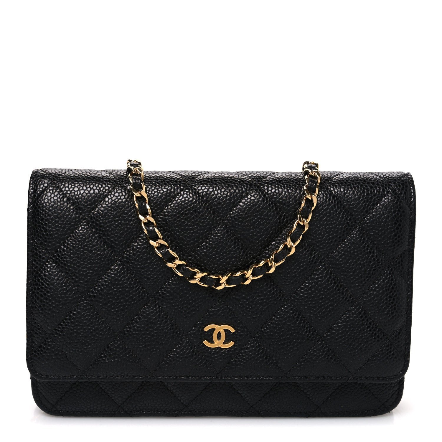 Caviar Quilted Wallet on Chain WOC Black
