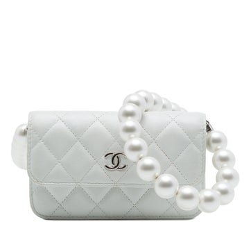 CC Quilted Lambskin Maxi Pearl Chain Strap