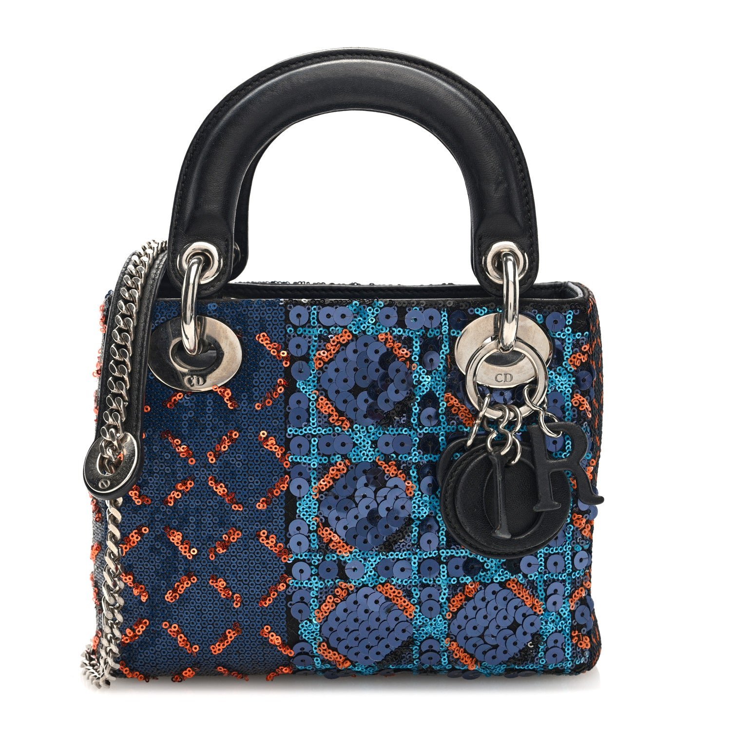 Christian Dior Sequin Lambskin Esprit Tokyo Mini Lady Dior Blue Multicolor