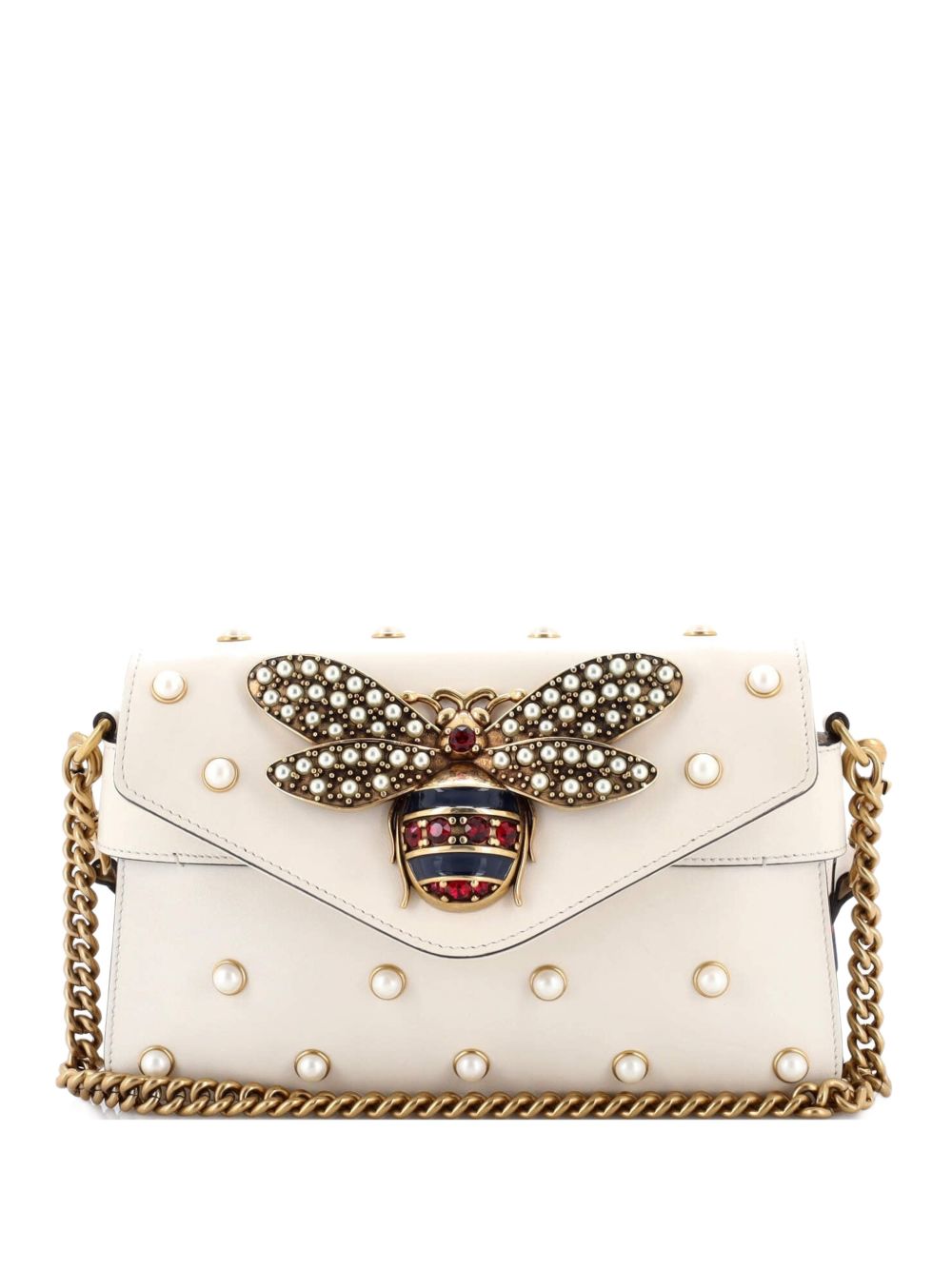 Broadway Pearly Bee Embellished Leather Mini shoulder bag