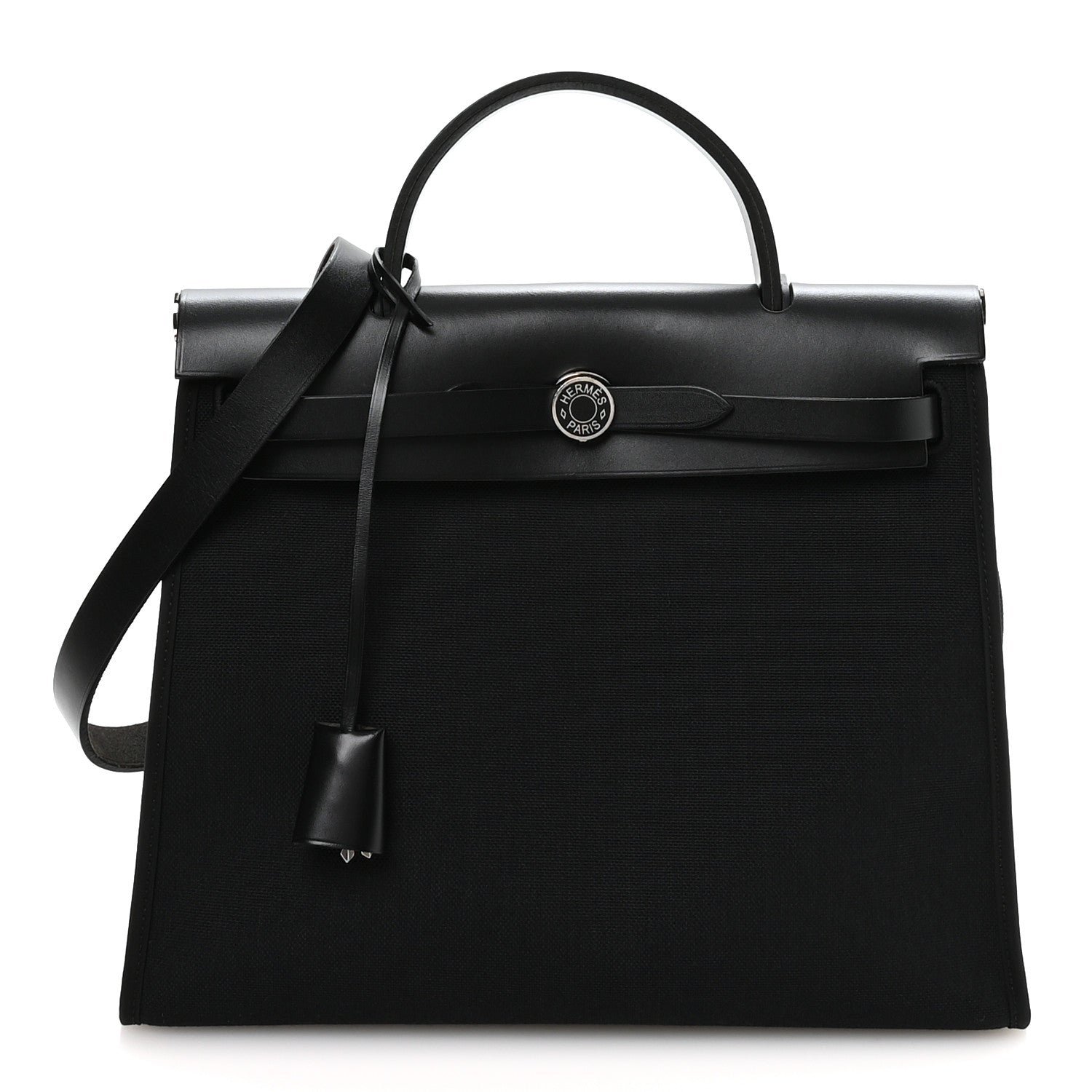 Hermes Military Toile Vache Hunter Herbag Zip PM 31 Black