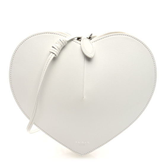 Alaia Lux Calfskin Le Coeur Bag Lacquer Optic White
