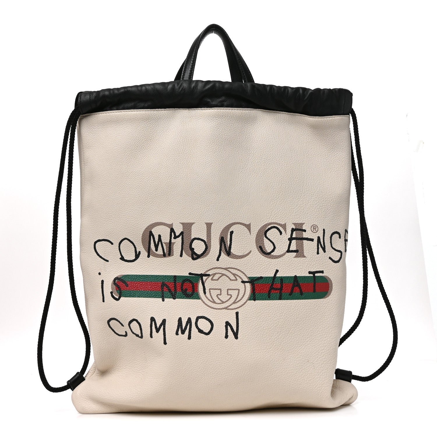 Gucci Calfskin Coco Capitan Logo Drawstring Backpack Mystic White
