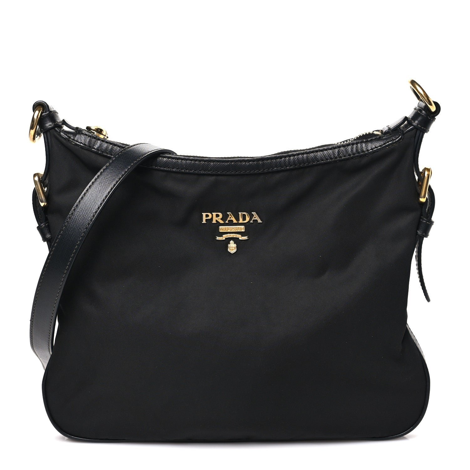 Prada Tessuto Nylon Saffiano Vela Crossbody Bag Black