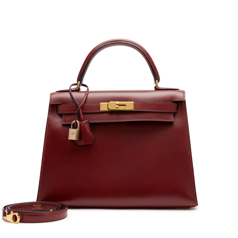 Vintage Rouge H Box Calf Sellier Kelly 28 Gold Hardware, 1998