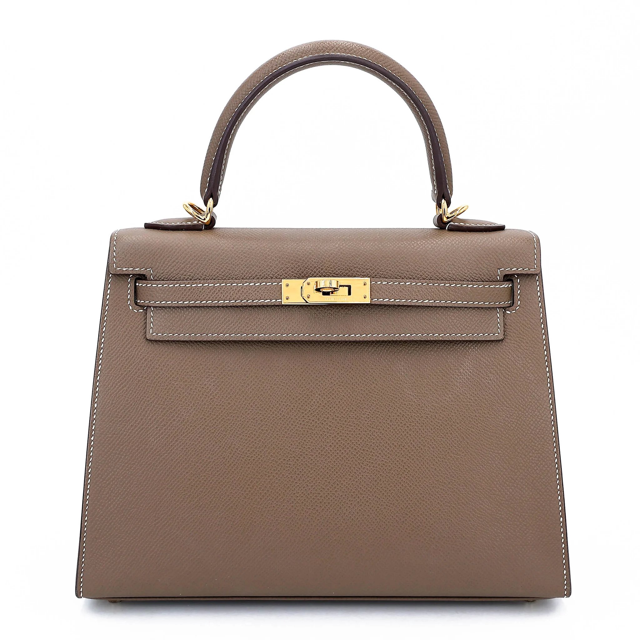 Very Good ( Rank A) HERMÈS Kelly 25 Sellier Etoupe (18) Epsom Gold hardware B (2023)