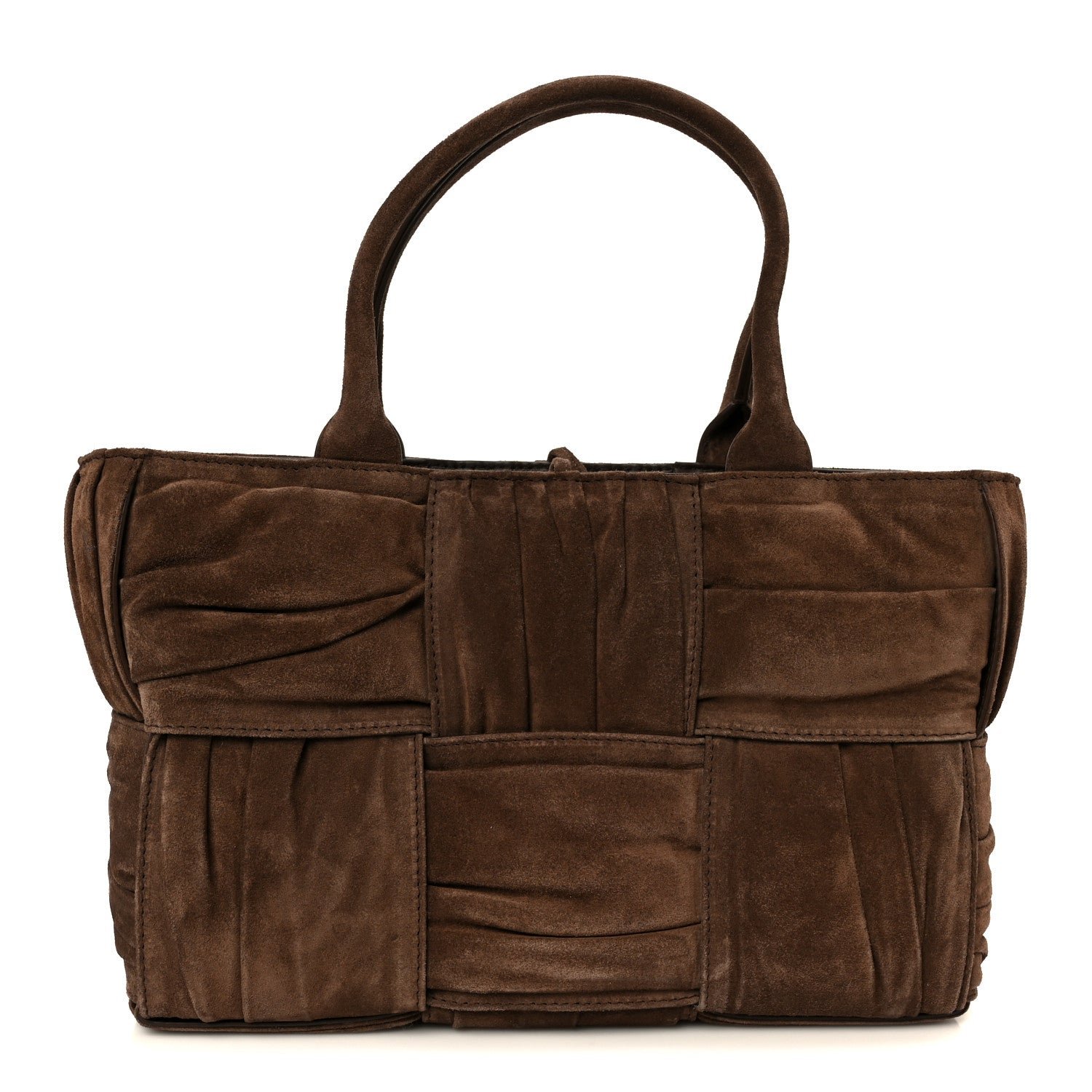 Bottega Veneta Suede Foulard Intrecciato Small Arco Tote Brownie