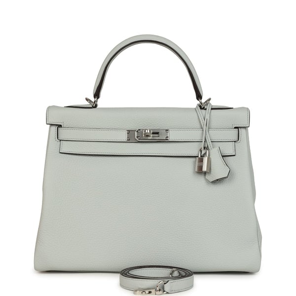 Hermes Hermes Kelly Retourne 32 Bleu Pale Clemence Palladium Hardware