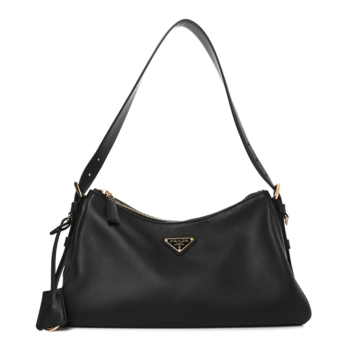 Prada Soft Calfskin Medium Aimee Shoulder Bag Black