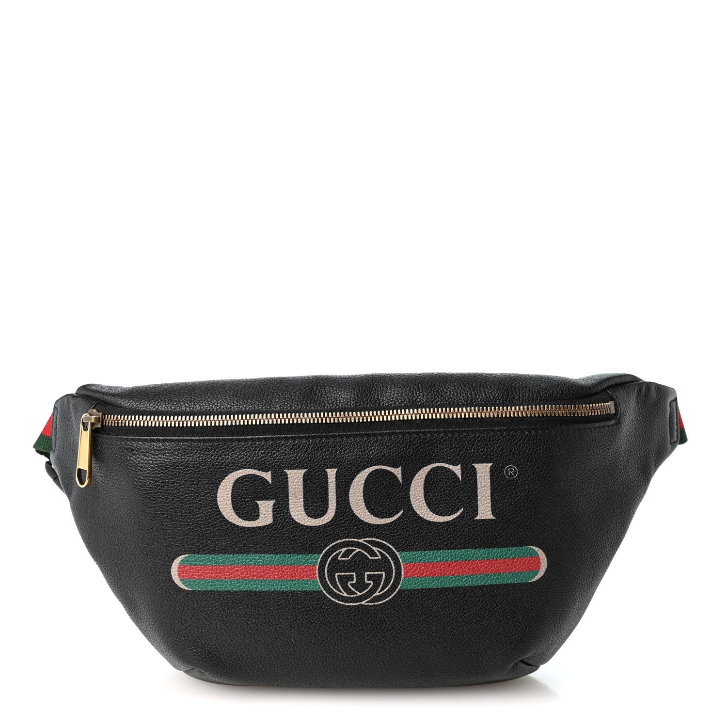 Gucci Grained Calfskin Logo Belt Bag Black
