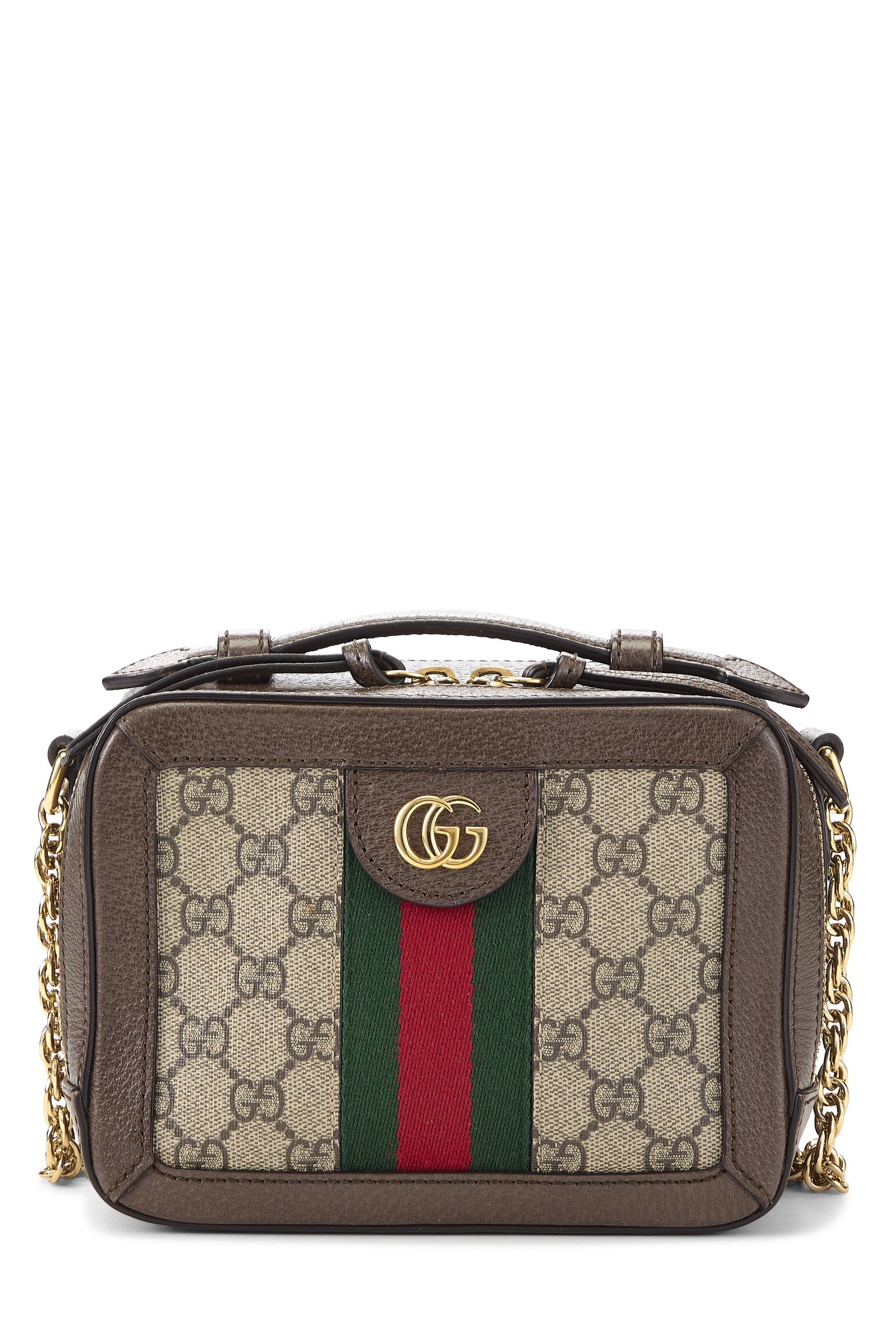 Gucci Brown GG Supreme Canvas Ophidia Top Handle Shoulder Bag Mini