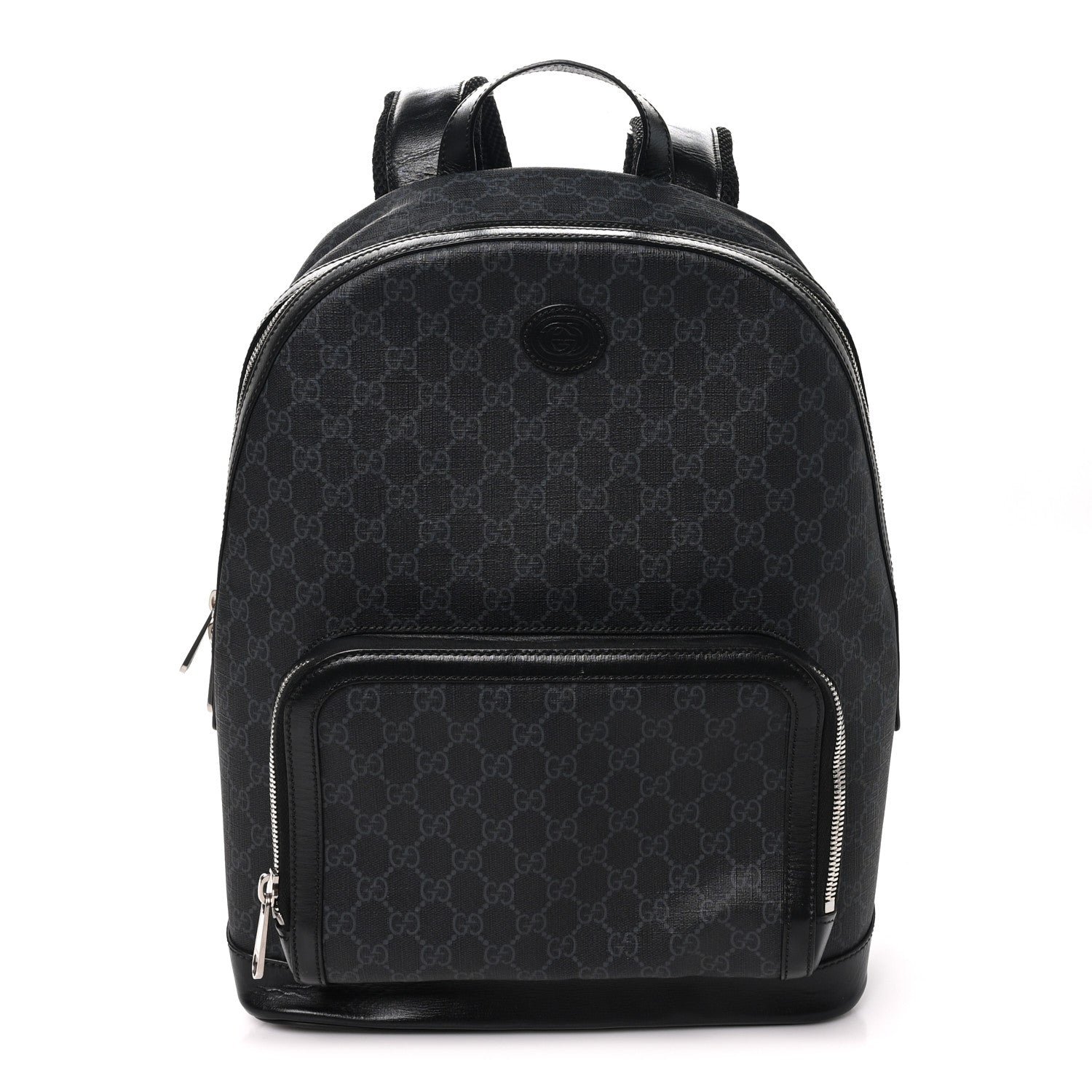 Gucci GG Supreme Monogram Textured Calfskin Retro Interlocking G Backpack Black
