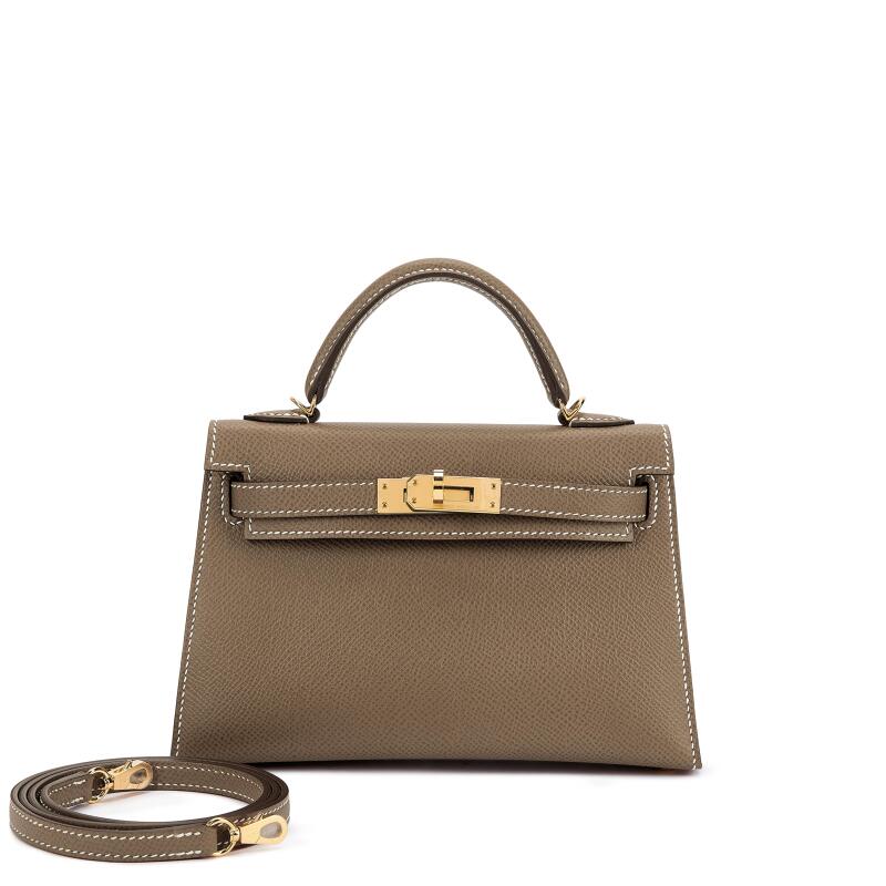 Etoupe Epsom Mini Kelly II Gold Hardware, 2026