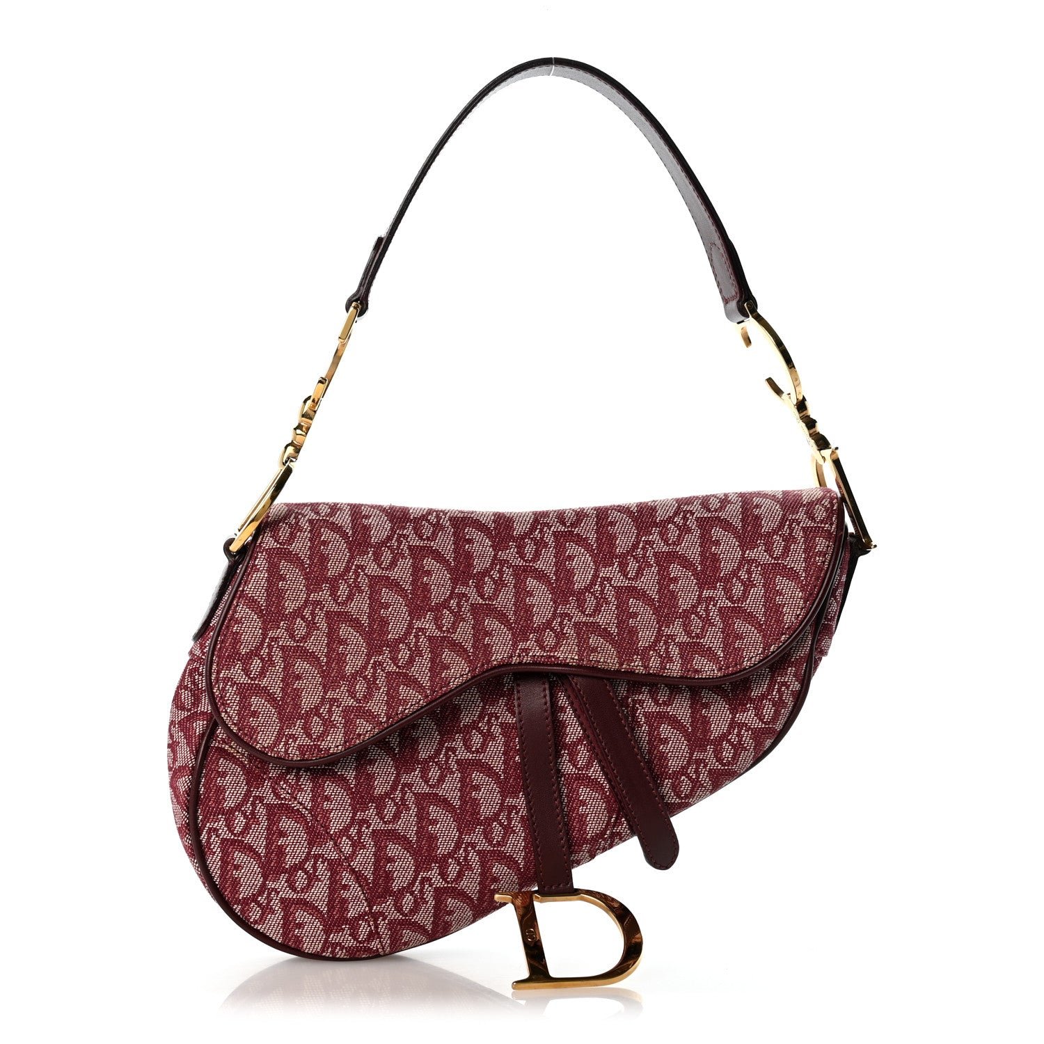Christian Dior Monogram Saddle Bag Burgundy