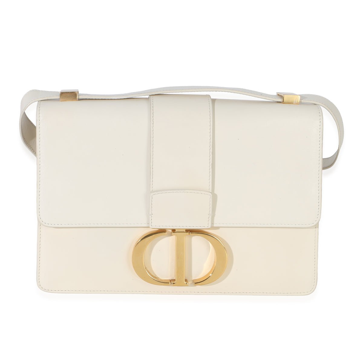 White Smooth Calfskin 30 Montaigne Flap Bag