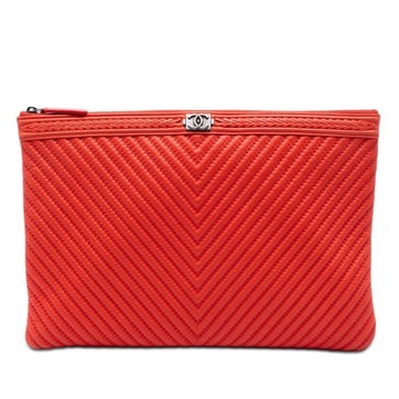 Lambskin Large Chevron Lambskin Double Stitch Boy O Case Clutch