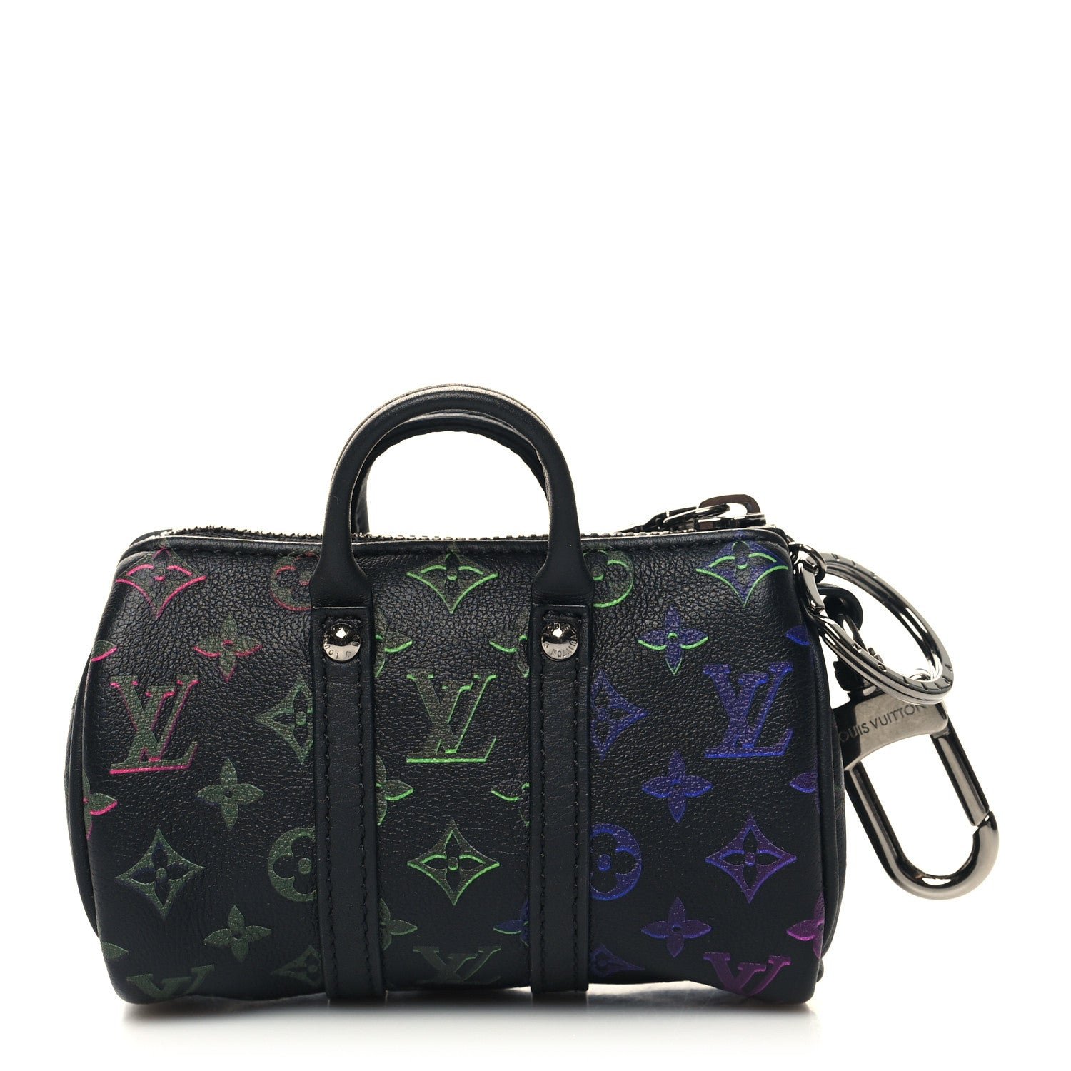 Louis Vuitton Monogram Spotlight Mini Keepall Bag Charm Key Holder Black Borealis