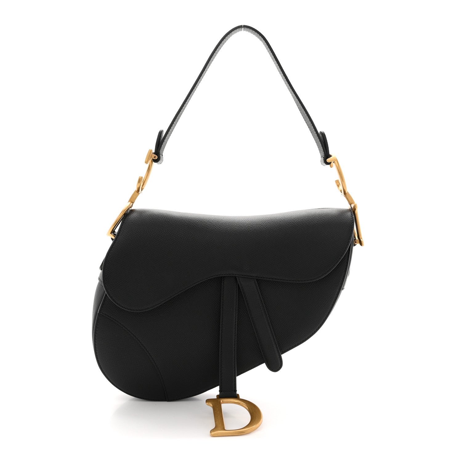 Christian Dior Grained Calfskin Saddle Bag Black