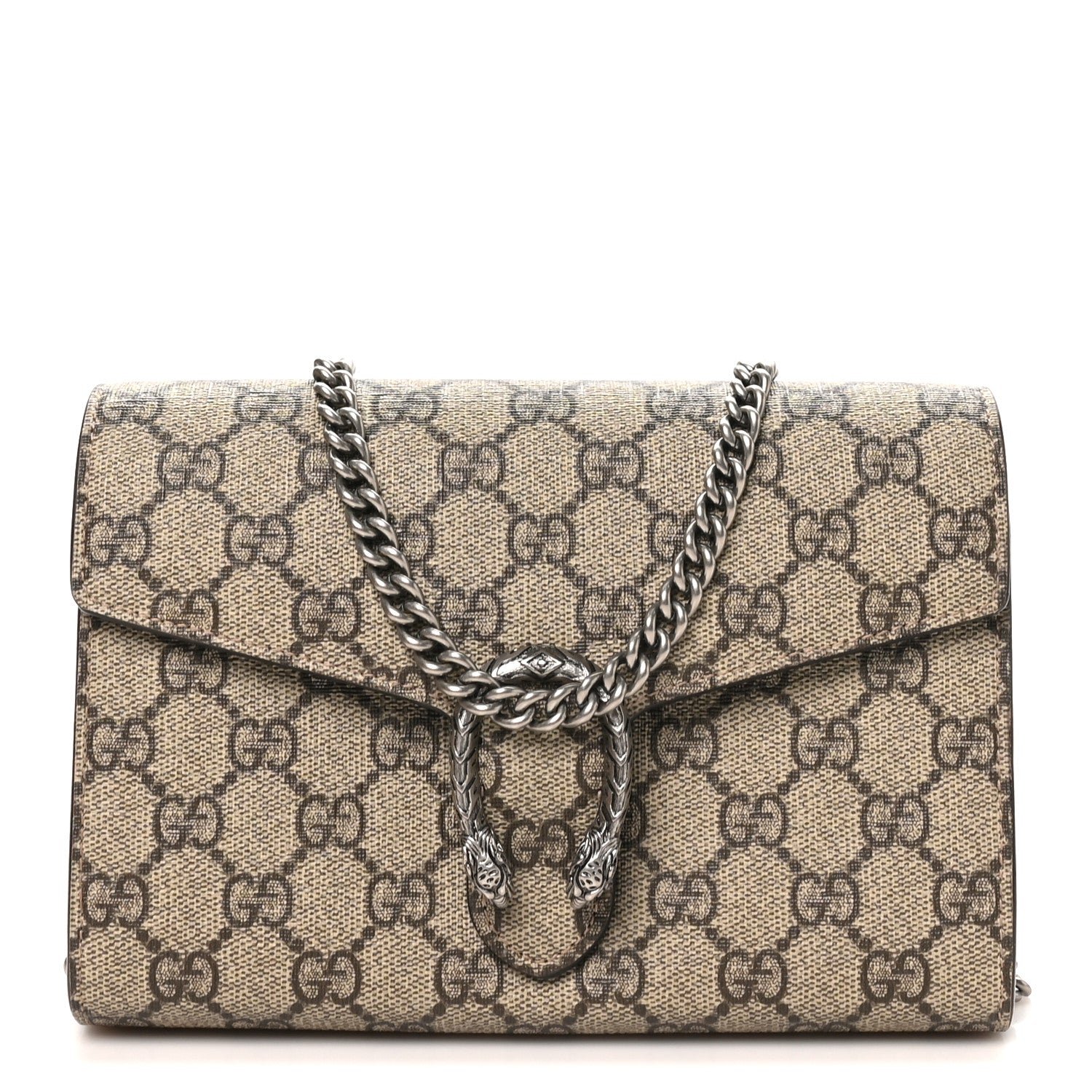 Gucci GG Supreme Monogram Mini Dionysus Chain Wallet Beige Taupe