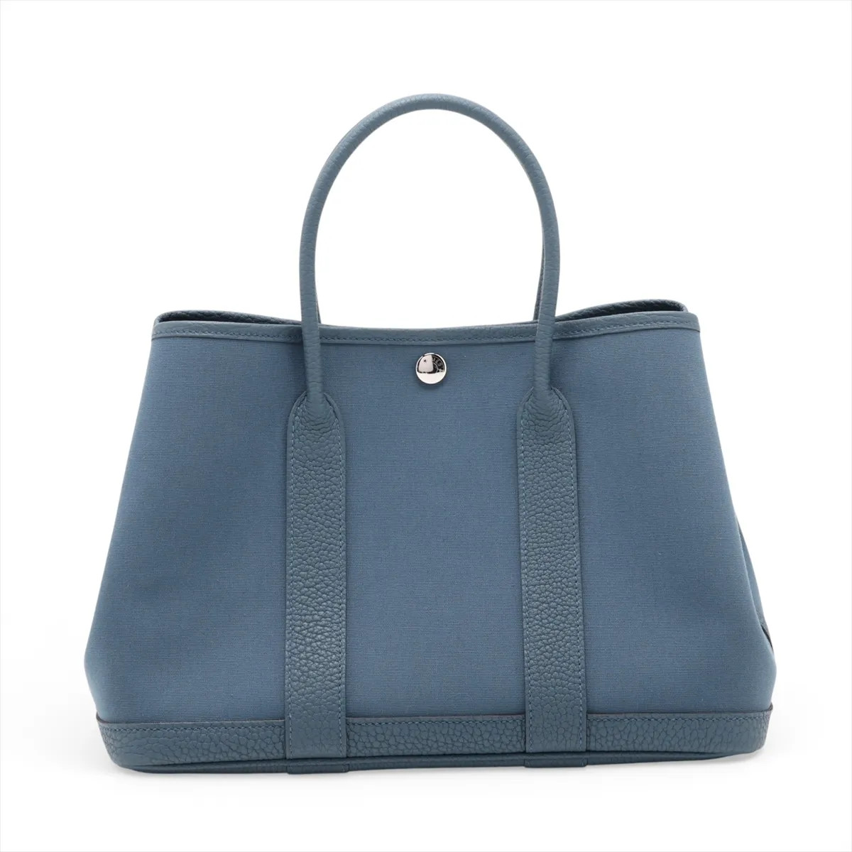 Hermès Garden Party 30 TPM Toile Officier × Negonda Blue tempête Silver Metal Fi