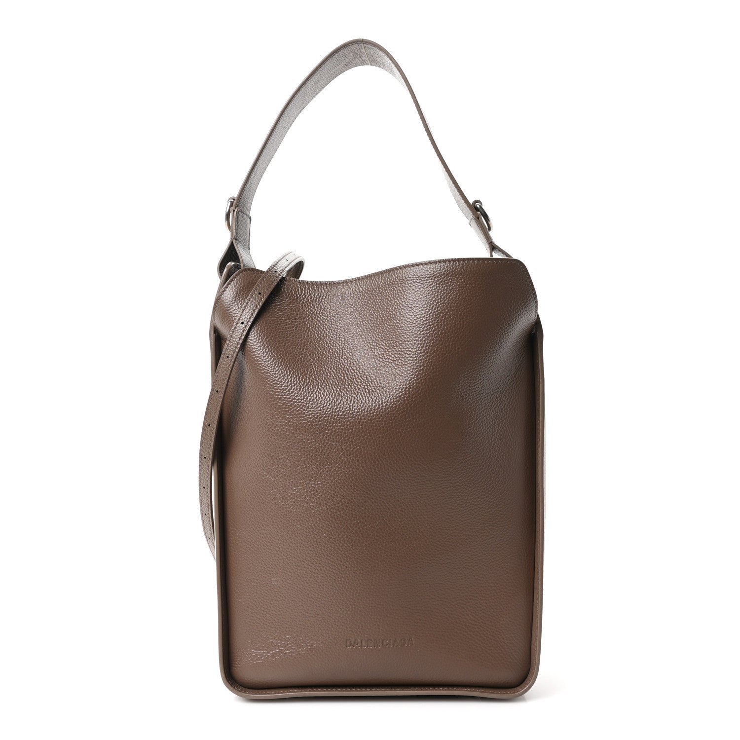 Balenciaga Calfskin Logo Embossed Small Tool 2.0 North-South Tote Mink Grey