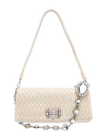 Leather Nappa Matelasse Crystal Shoulder Bag