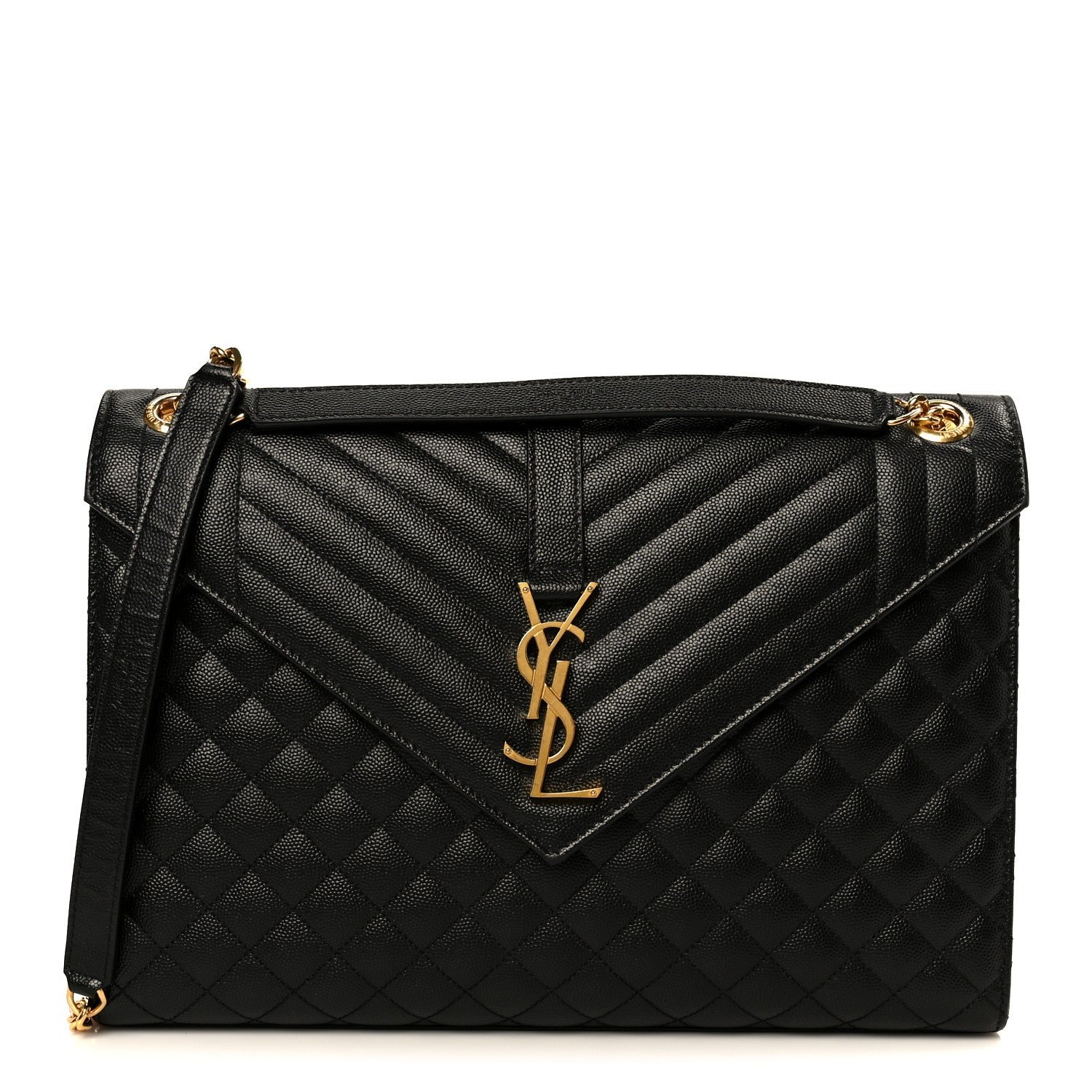 Saint Laurent Grain De Poudre Textured Mixed Matelasse Large Triquilt Monogram Satchel Black