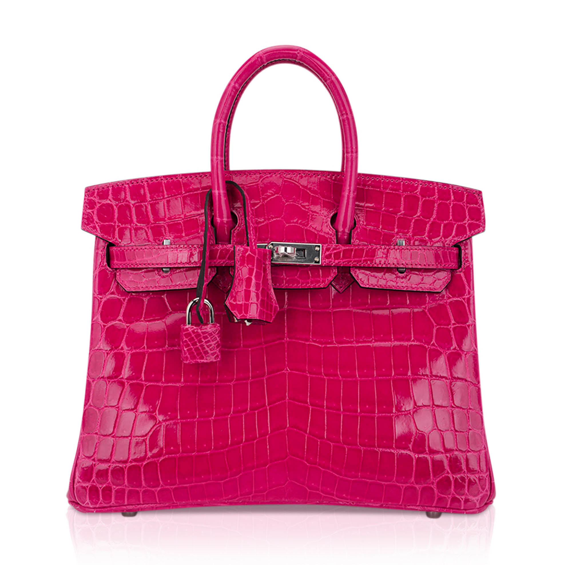Hermes Hermes Birkin 25 Bag Rose Mexico Crocodile with Palladium Hardware