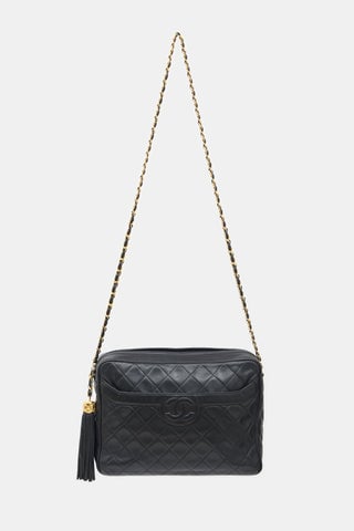 1990s Leather Large Camera Tassel Bag