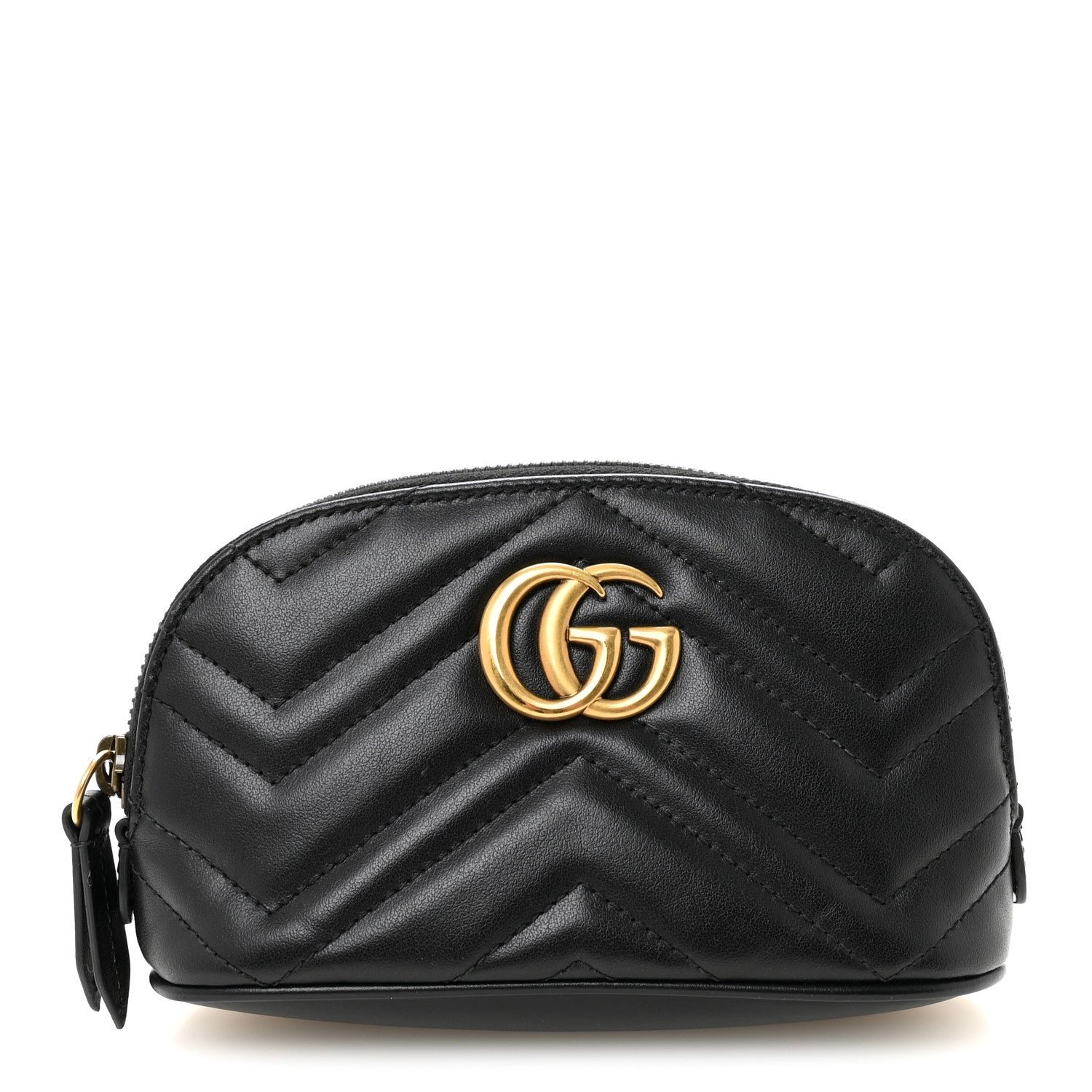 Gucci Calfskin Matelasse GG Marmont Pouch Cosmetic Case Black