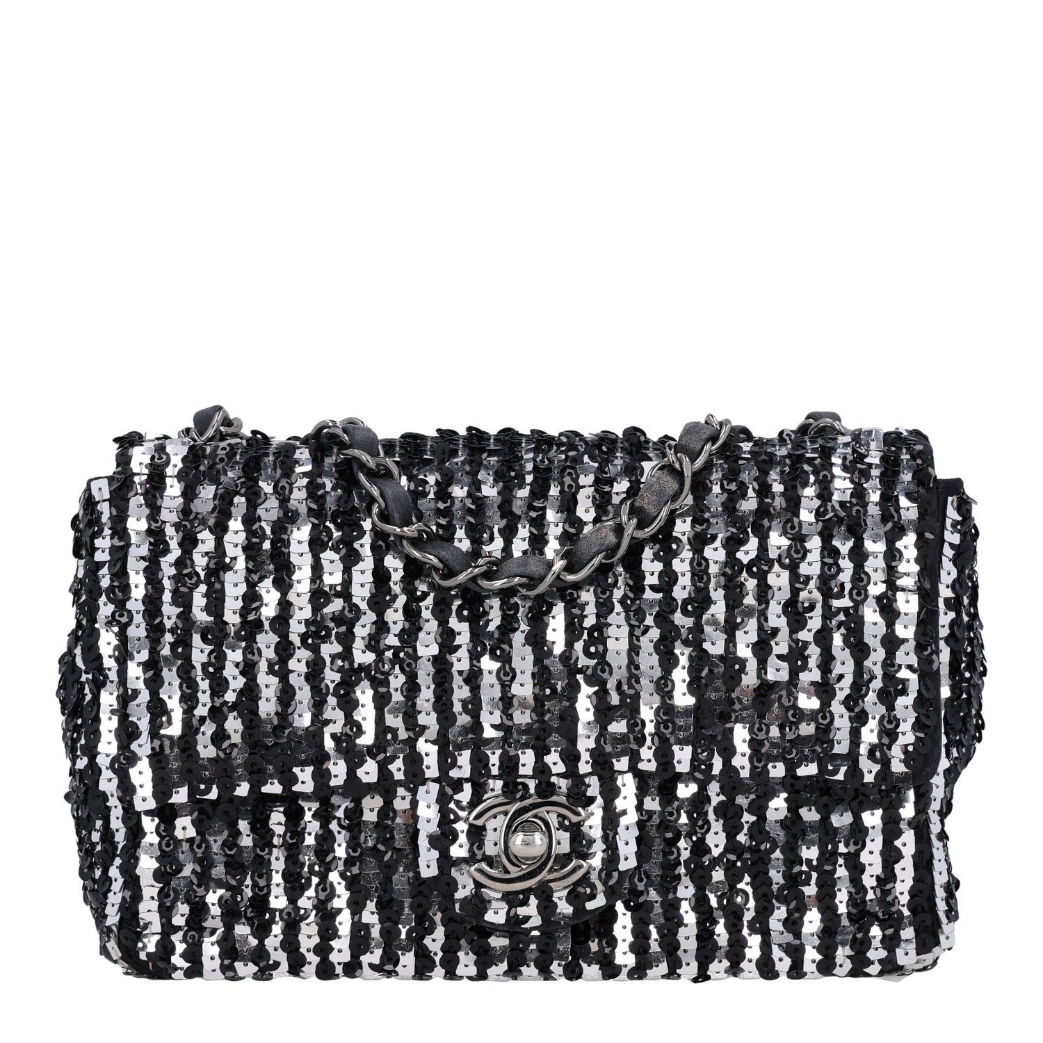 Chanel Sequin Lambskin Small Flap Black Silver