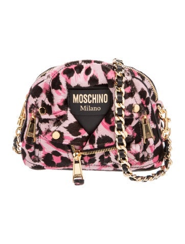 Moschino Ponyhair Biker Jacket Mini Wristlet Bag