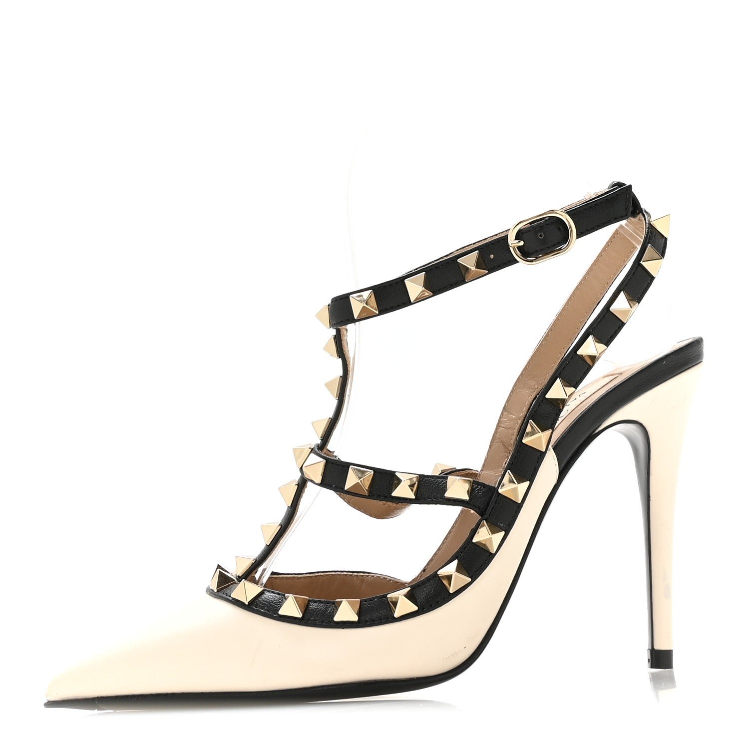 Valentino Garavani Valentino Garavani Nappa Rockstud Ankle Strap 100mm Pumps  36 Light Ivory Black