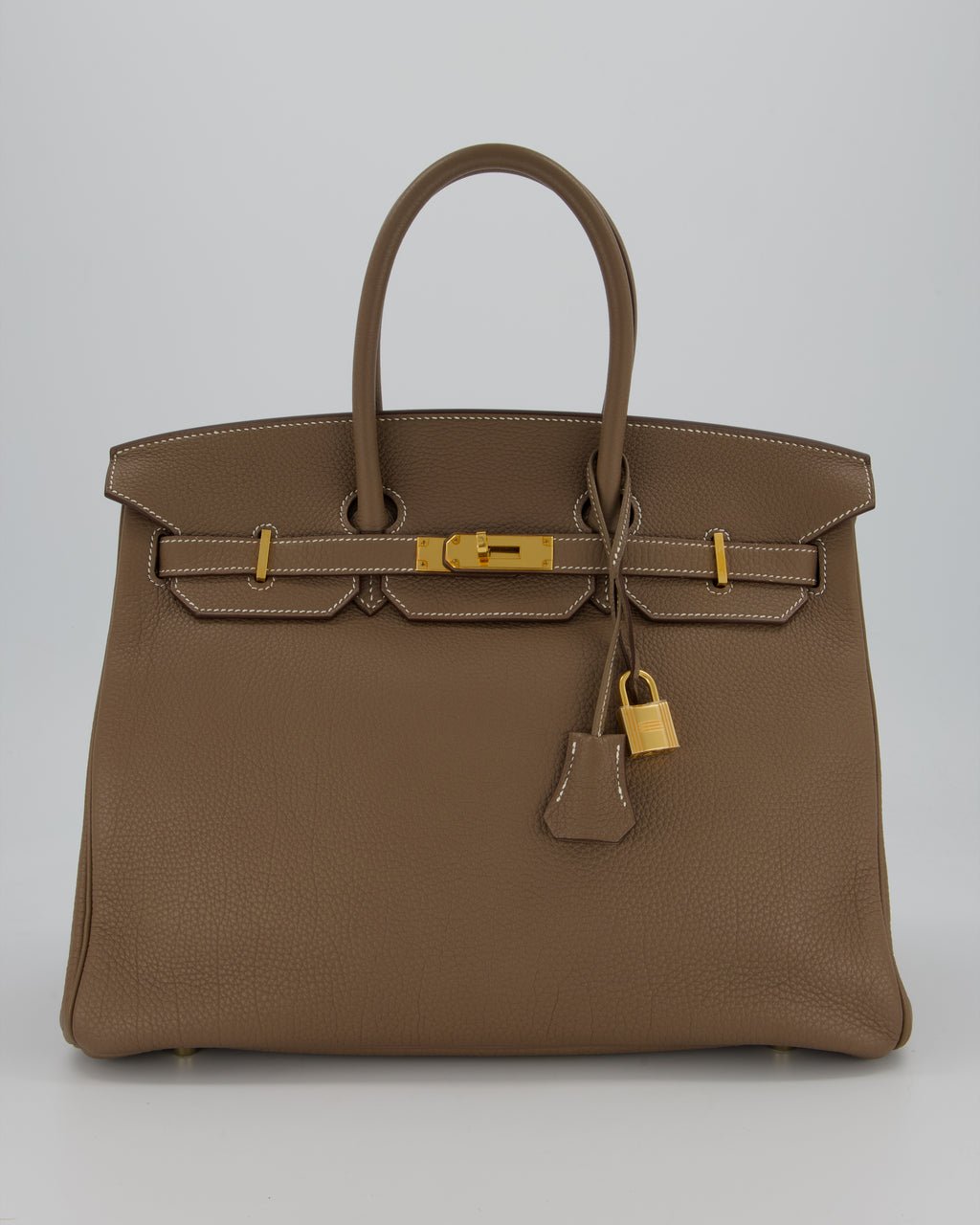*RARE* Hermès Birkin 35 Retourne Bag in Etoupe Togo Leather with Gold Hardware