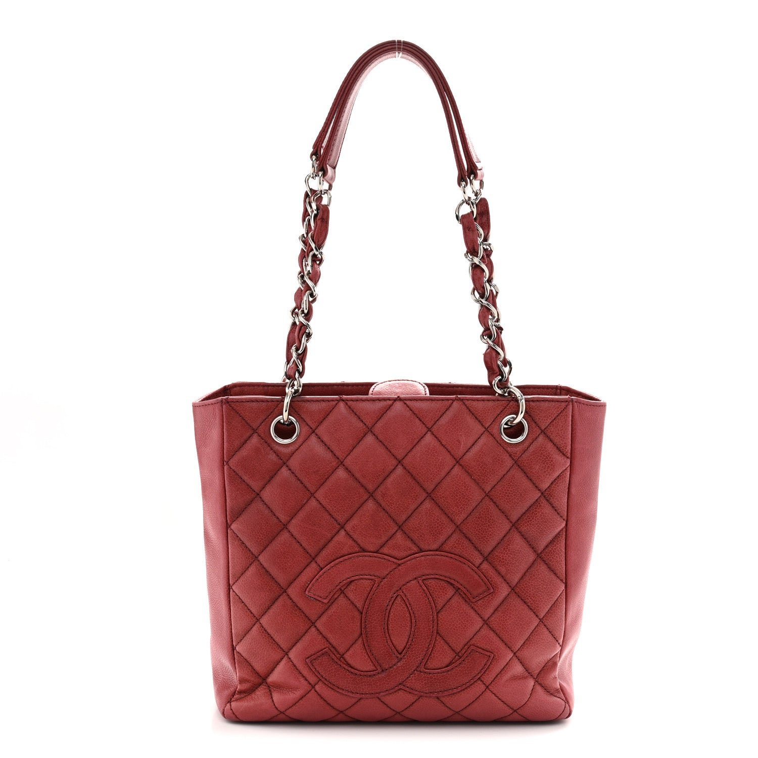 Chanel Chanel Caviar Quilted Petit Shopping Tote PST Red
