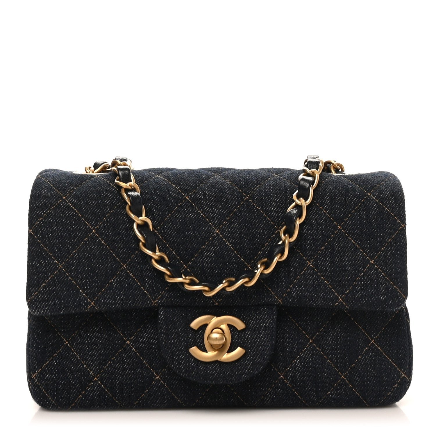 Chanel Denim Quilted Mini Rectangular Flap Dark Blue