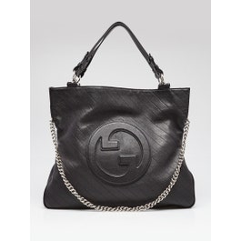 Gucci Black Stitched Leather Large Blondie Shoulder Bag